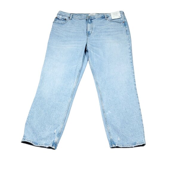 Abercrombie 20 Short 90s Straight Ultra High Rise Jeans Light Wash Blue Size 35 - Picture 1 of 7